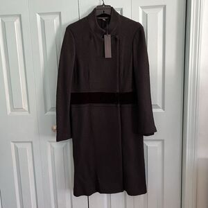 Katherine Barclay Womens Boiled Wool Black Long Peacoat Large Fancy Quiet Luxury